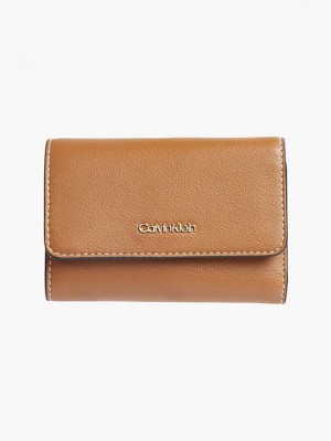 Brown Calvin Klein Small Recycled Rfid Trifold Women Wallet | HQDN-64293