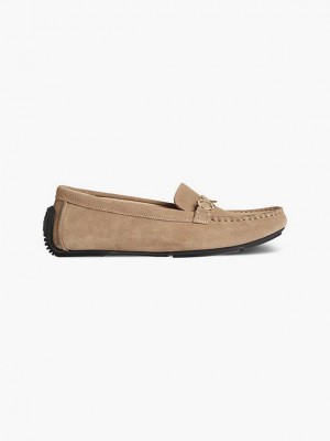 Brown Calvin Klein Suede Moccasins Women Slip On | MJTC-92807
