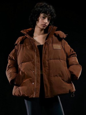 Brown Calvin Klein Unisex Padded Puffer Men Jacket | DAKB-16308