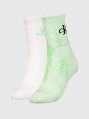 Green Calvin Klein 2 Pack Crew Women Socks | GPUD-06924