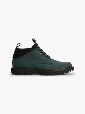 Green Calvin Klein Leather Men Boots | CYVI-92534
