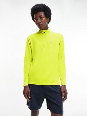 Green Calvin Klein Long Sleeve Gym Men T-Shirt | VSFM-06923