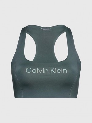 Green Calvin Klein Medium Impact Sports Women Bra | BXUC-39107