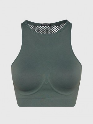 Green Calvin Klein Medium Impact Sports Women Bra | RYUV-58120