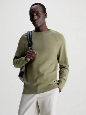 Green Calvin Klein Organic Cotton Textured Jumper Men Sweater | OYHS-29367