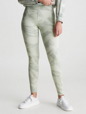 Green Calvin Klein Pocket Gym Women Leggings | ZILT-06874