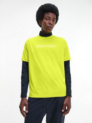 Green Calvin Klein Recycled Polyester Logo Gym Men T-Shirt | HNCA-59614