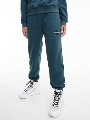 Green Calvin Klein Relaxed Monogram Women Joggers | KHIQ-63549