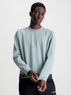 Green Calvin Klein Textured Twill Men Sweatshirt | ENDH-06192