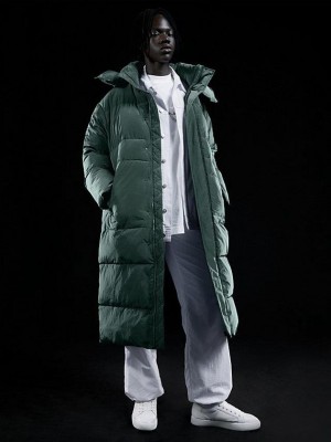 Green Calvin Klein Unisex Padded Puffer Women Coat | IOGJ-49123