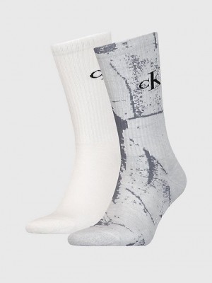 Grey Calvin Klein 2 Pack Crew Men Socks | BTKV-01582