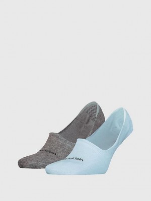 Grey Calvin Klein 2 Pack Invisible Men Socks | PWNH-13728