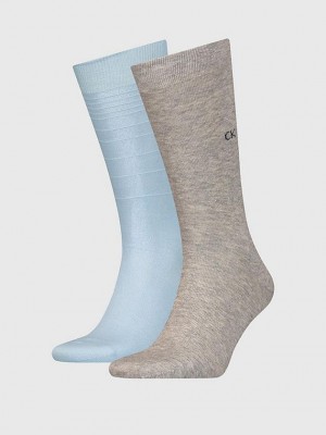 Grey Calvin Klein 2 Pack Organic Cotton Crew Men Socks | ZLIP-27149