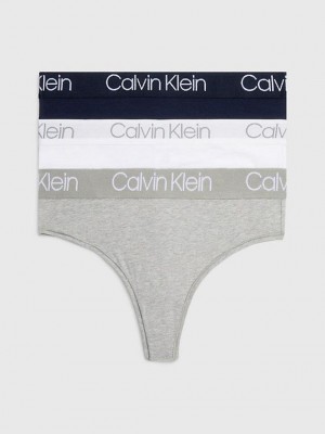 Grey Calvin Klein 3 Pack High Waisted - Body Women Thong | VQTB-21305