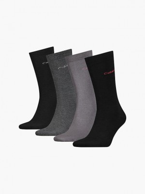 Grey Calvin Klein 4 Pack Crew Gift Set Men Socks | GPQM-18609