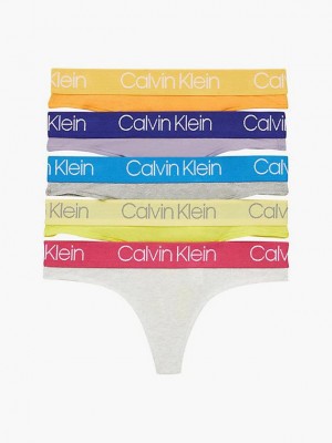 Grey Calvin Klein 5 Pack - Pride Women Thong | FCAE-92651