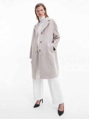Grey Calvin Klein Alpaca Women Coat | VKYN-87230