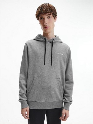 Grey Calvin Klein Cotton Men Hoodie | RPYJ-84127