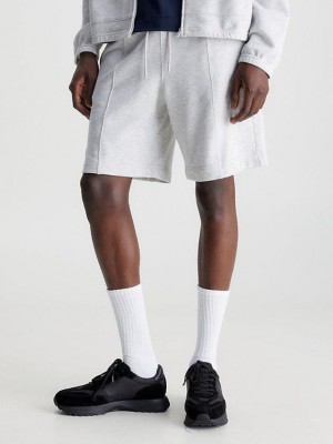 Grey Calvin Klein Cotton Terry Gym Men Shorts | GRTO-24391