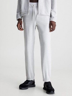 Grey Calvin Klein Cotton Terry Men Joggers | TAFY-97538