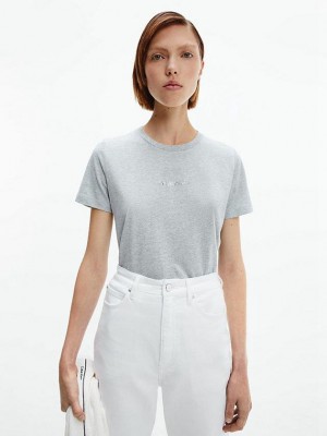 Grey Calvin Klein Cotton Women T-Shirt | NCXB-72014