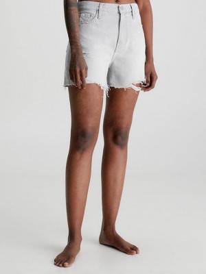 Grey Calvin Klein Denim Mom Women Shorts | JFRK-17359