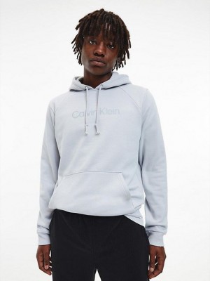 Grey Calvin Klein Fleece Men Hoodie | VSTJ-42560
