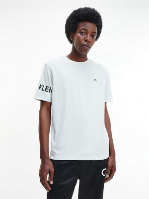 Grey Calvin Klein Gym Men T-Shirt | EPFO-26915