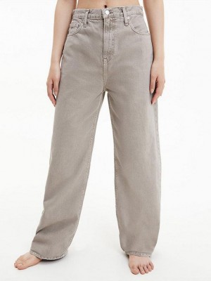 Grey Calvin Klein High Rise Relaxed Utility Women Jeans | EGZV-72185