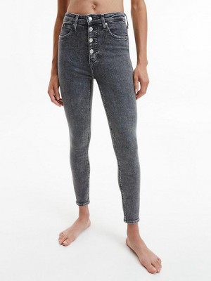 Grey Calvin Klein High Rise Super Skinny Ankle Women Jeans | ARXV-70819
