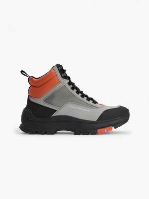 Grey Calvin Klein Leather Hybrid Men Boots | IYVS-07842