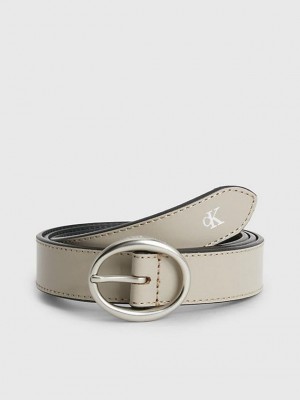 Grey Calvin Klein Leather Women Belt | CEGT-15648