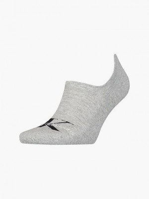 Grey Calvin Klein Logo Invisible Men Socks | PDGU-10459