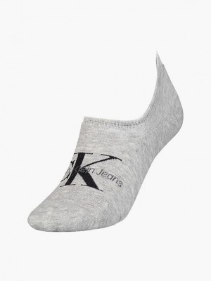Grey Calvin Klein Logo Invisible Women Socks | GZDS-80259