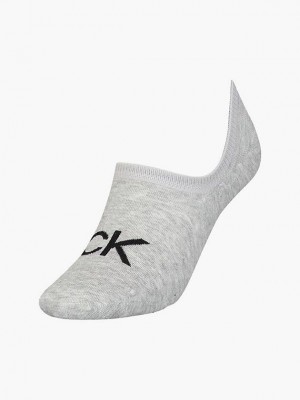Grey Calvin Klein Logo Invisible Women Socks | ZKMV-02658
