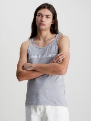 Grey Calvin Klein Logo Tank Men Top | NHKE-24730