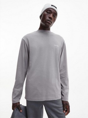 Grey Calvin Klein Long Sleeve Mock Neck Men Top | SGBX-71243