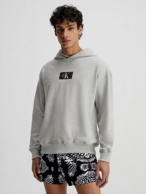 Grey Calvin Klein Lounge - Ck96 Men Hoodie | TEUD-94713
