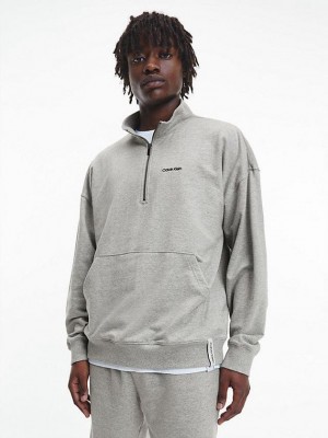 Grey Calvin Klein Lounge - Modern Cotton Men Sweatshirt | ANSP-64279