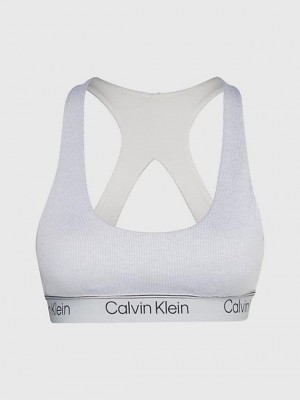 Grey Calvin Klein Medium Impact Sports Women Bra | KAWM-98261
