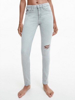 Grey Calvin Klein Mid Rise Skinny Women Jeans | PJRB-69415