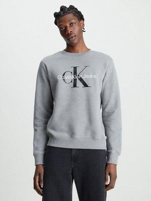 Grey Calvin Klein Monogram Men Sweatshirt | JVNO-03427