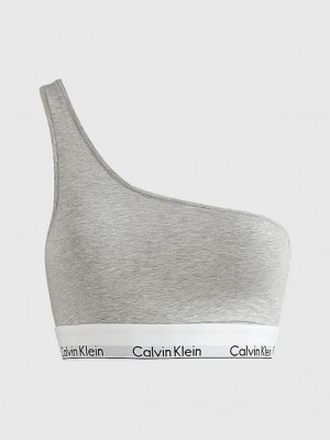 Grey Calvin Klein One Shoulder - Modern Cotton Women Bra | FUGW-41259