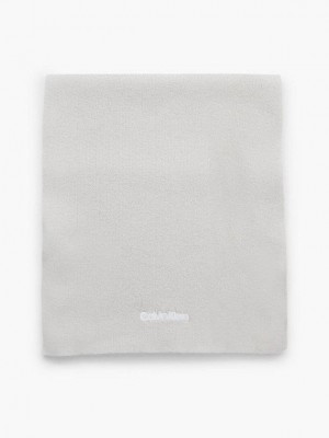 Grey Calvin Klein Organic Cotton Blend Women Scarf | NBJL-37915