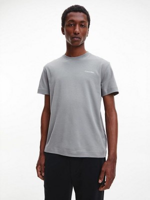 Grey Calvin Klein Organic Cotton Men T-Shirt | NVLU-74396