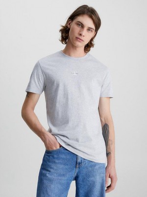 Grey Calvin Klein Organic Cotton Monogram Men T-Shirt | MWPX-74032