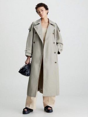 Grey Calvin Klein Oversized Trench Women Coat | SYNI-90285