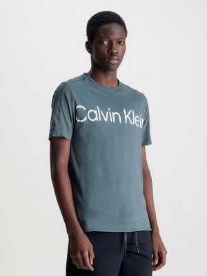 Grey Calvin Klein Pique Gym Men T-Shirt | XLOA-20561