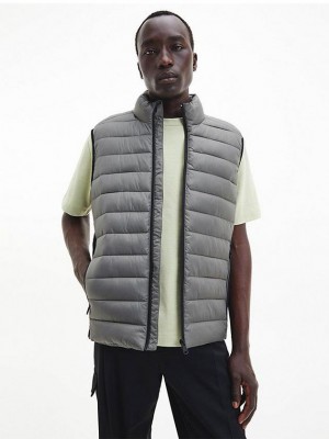 Grey Calvin Klein Puffer Men Vest | YTRE-41083