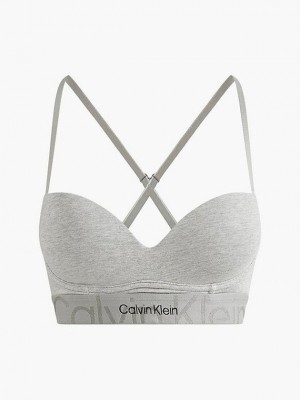 Grey Calvin Klein Push Up - Embossed Icon Women Bra | RESI-72831